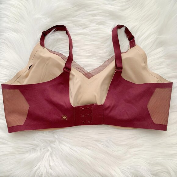 Honeylove - Burgundy soft padded bra wireless mesh adjustable straps, XL - Picture 2 of 5